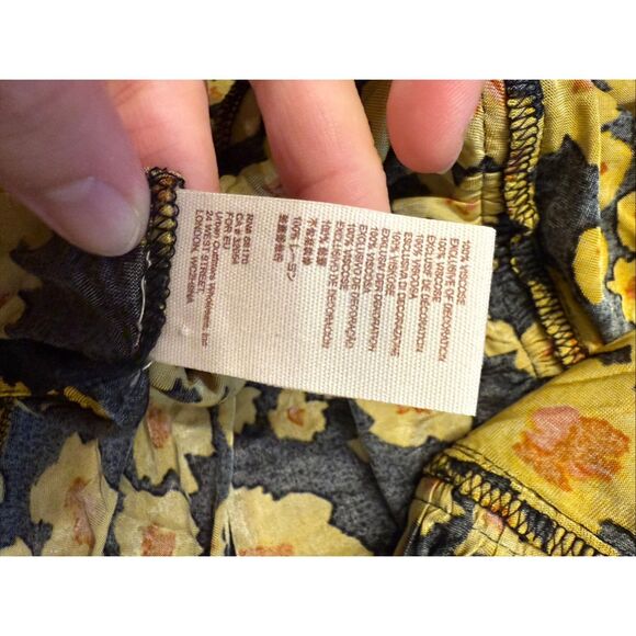 Free People Yellow Black Combo Floral Embroidered Love Letter Mini Dress Small - Picture 7 of 10